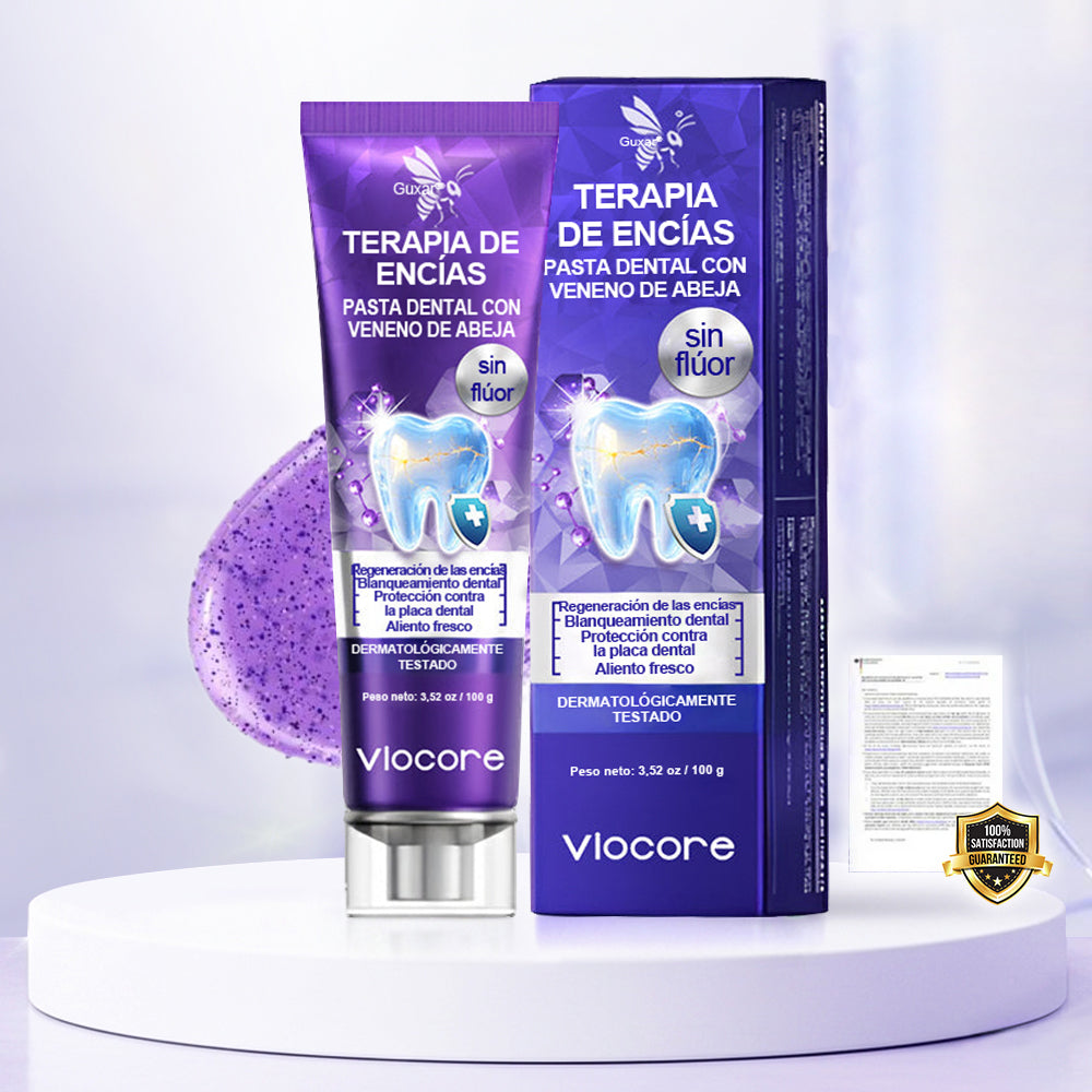 Guxar® VioCore Pasta Dental de Propóleo 🦷 Alivio del dolor dental en 3 días · Regeneración de las encías en 7 días · Prevención de la enfermedad periodontal · Combinación perfecta de veneno de abeja y minerales naturales 🌟