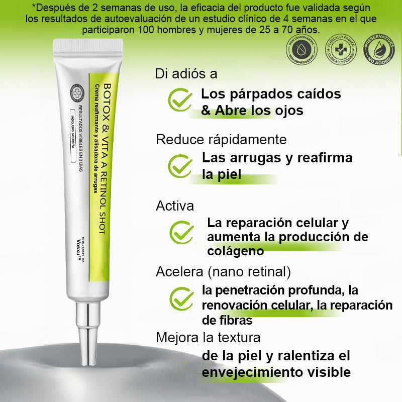 Vosxu™ Botox & Vita-A Retinol Shot sérum lifting antiarrugas ✨ – 💉 Microagujas | 💪 Péptidos con efecto botox | 🌿 Retinol | ⚡ Resultados visibles en 3 días 💎