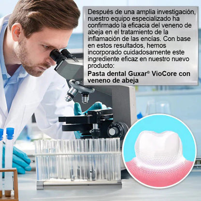 Guxar® VioCore Pasta Dental de Propóleo 🦷 Alivio del dolor dental en 3 días · Regeneración de las encías en 7 días · Prevención de la enfermedad periodontal · Combinación perfecta de veneno de abeja y minerales naturales 🌟
