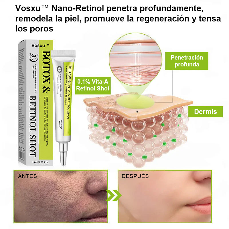 Vosxu™ Botox & Vita-A Retinol Shot sérum lifting antiarrugas ✨ – 💉 Microagujas | 💪 Péptidos con efecto botox | 🌿 Retinol | ⚡ Resultados visibles en 3 días 💎